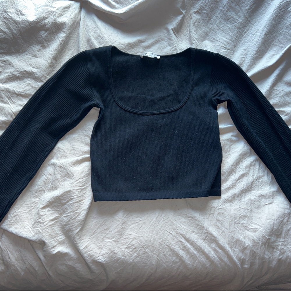 Black Zara Long sleeve crop top XS-S